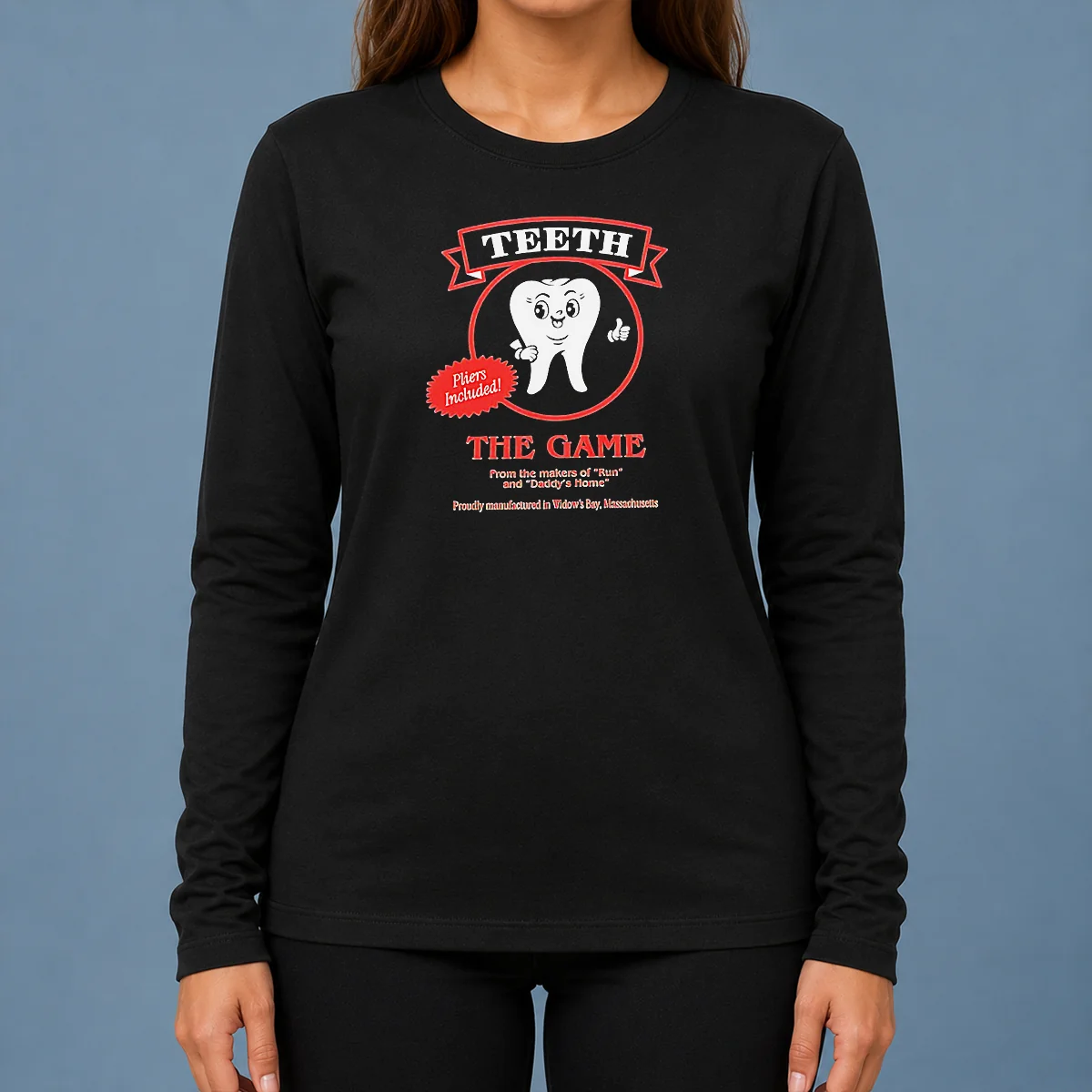 Official Teeth The Game Pliers Included Horror Movie Parody Long Sleeve Shirt