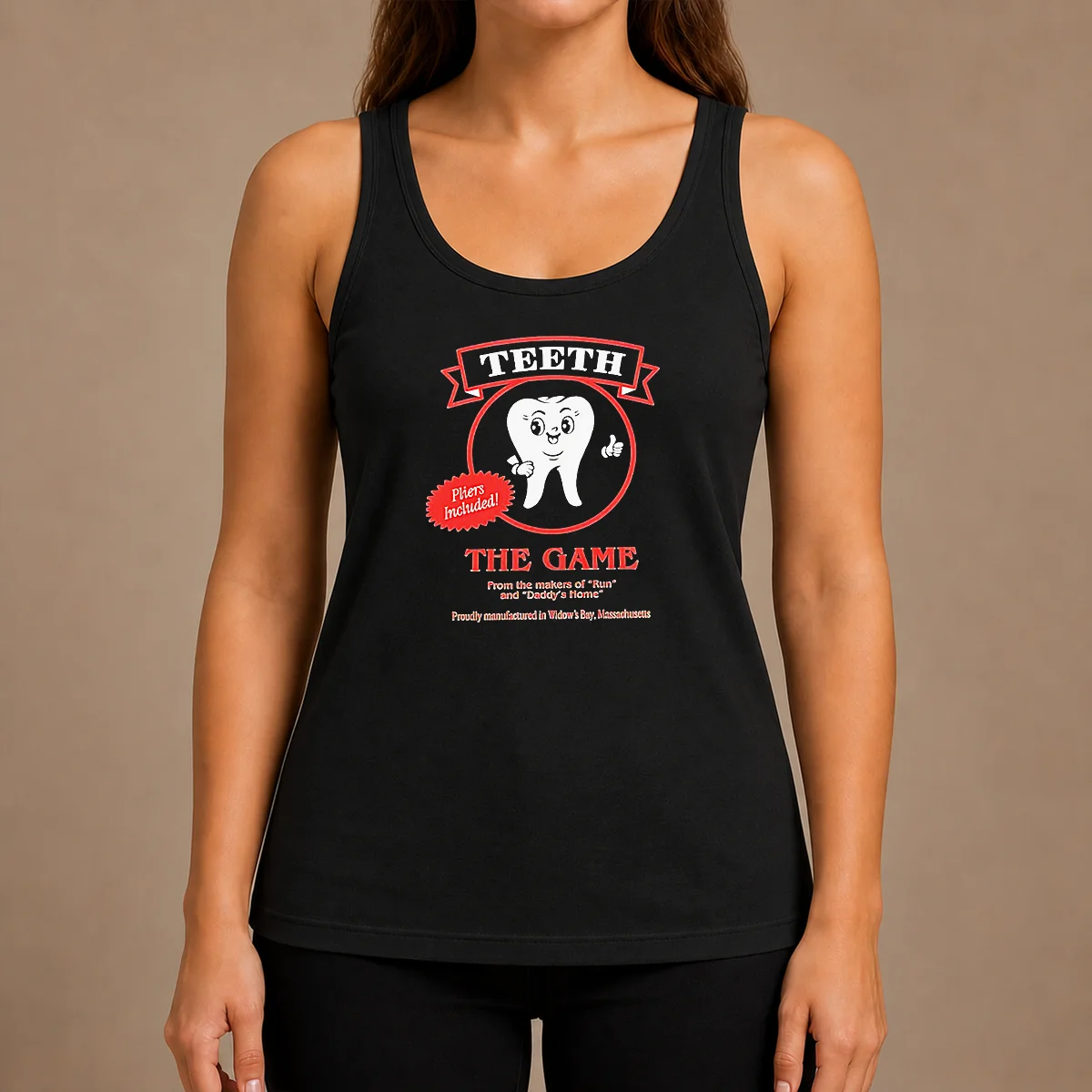 Official Teeth The Game Pliers Included Horror Movie Parody Tank Top