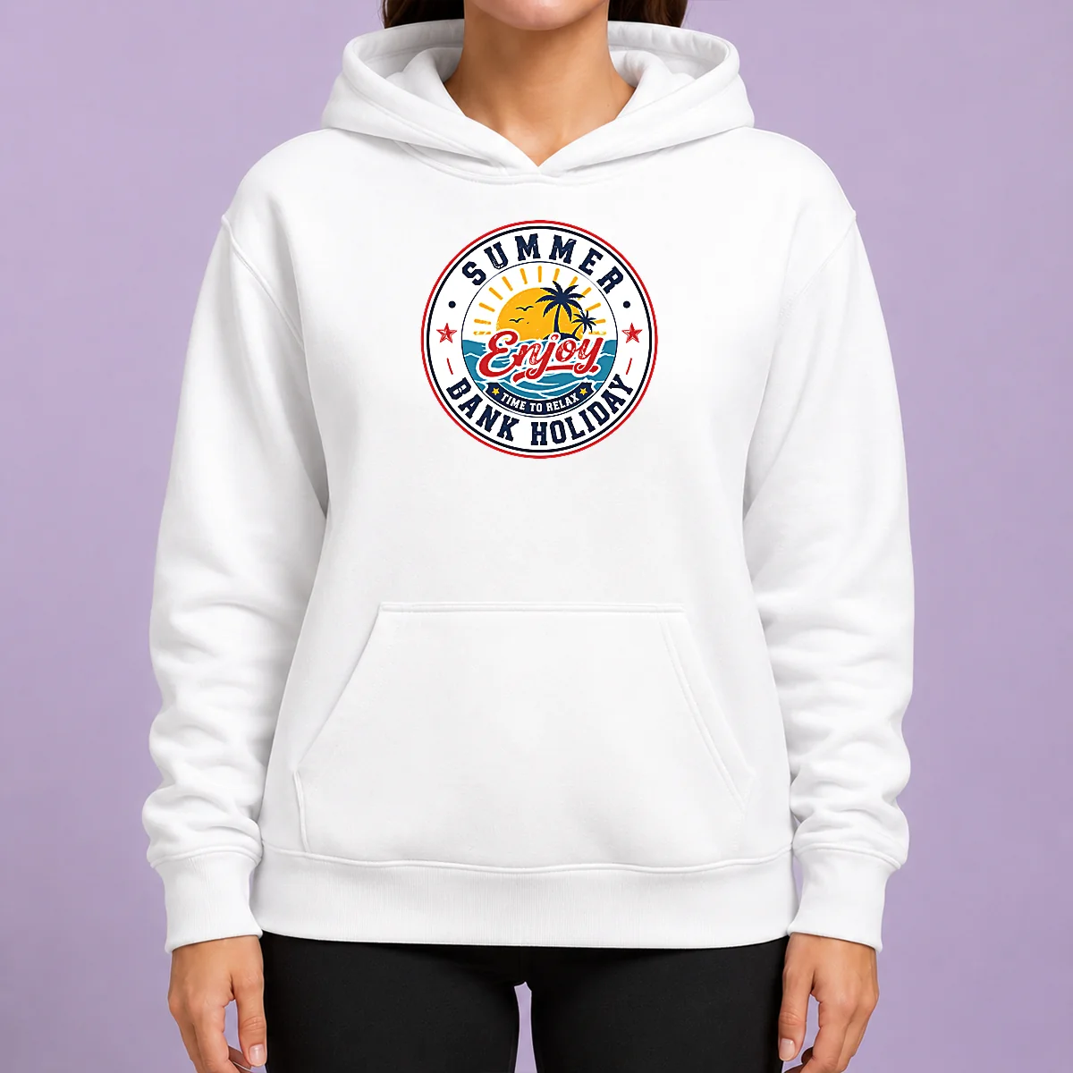 Premium Funny Vintage Badge Summer Bank Holiday Enjoy Relax Palm Hoodie