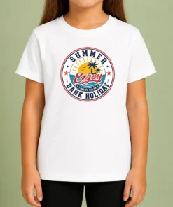 Premium Funny Vintage Badge Summer Bank Holiday Enjoy Relax Palm Kids T-Shirt