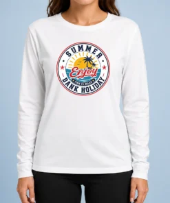 Premium Funny Vintage Badge Summer Bank Holiday Enjoy Relax Palm Long Sleeve Shirt