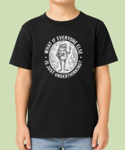 Premium Funny What If Everyone Else Is Just Underthinking Frog Coffee Lover Kids T-Shirt