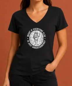 Premium Funny What If Everyone Else Is Just Underthinking Frog Coffee Lover V-Neck Shirt