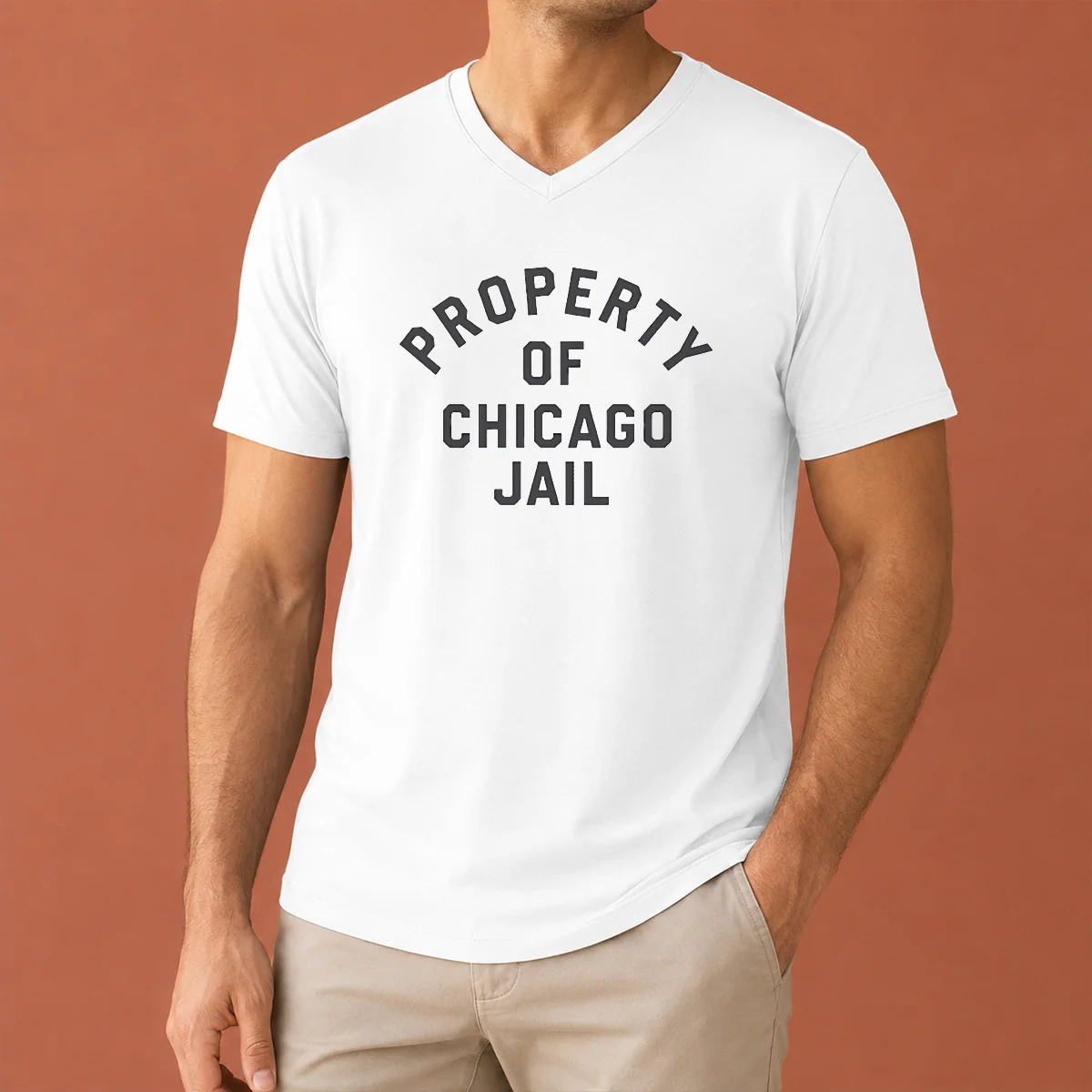 Premium Nice Property Of Chicago Jail V-Neck Shirt Premium Nice Property Of Chicago Jail V-Neck Shirt