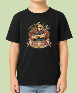 Premium Pretty Vintage Labour Day Proud Worker Graphic Kids T-Shirt