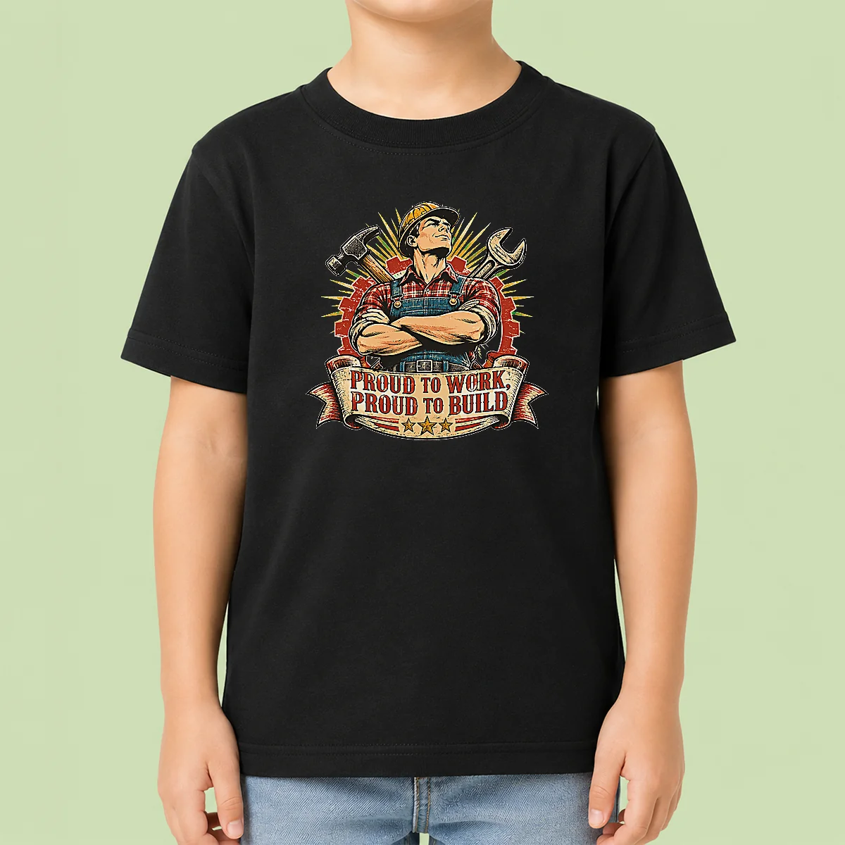 Premium Pretty Vintage Labour Day Proud Worker Graphic Kids T-Shirt