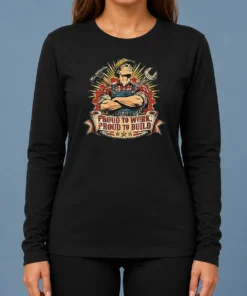 Premium Pretty Vintage Labour Day Proud Worker Graphic Long Sleeve Shirt