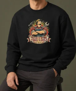 Premium Pretty Vintage Labour Day Proud Worker Graphic Sweater