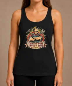 Premium Pretty Vintage Labour Day Proud Worker Graphic Tank Top