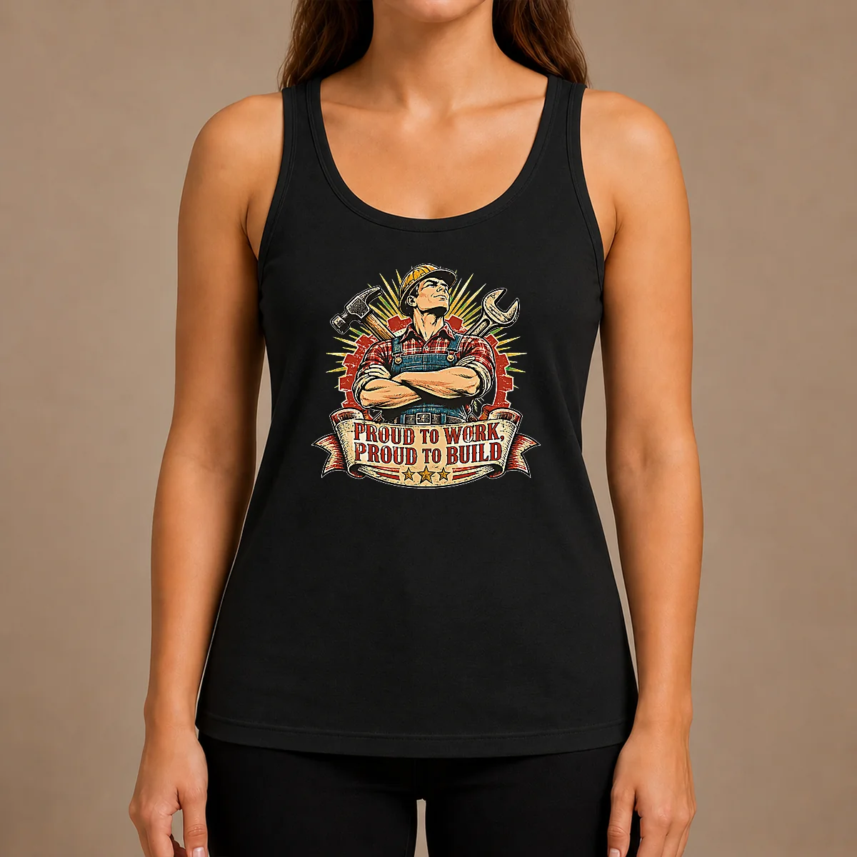 Premium Pretty Vintage Labour Day Proud Worker Graphic Tank Top