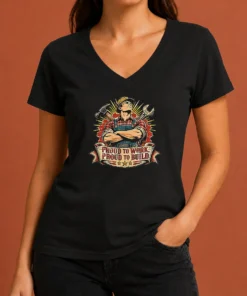 Premium Pretty Vintage Labour Day Proud Worker Graphic V-Neck Shirt