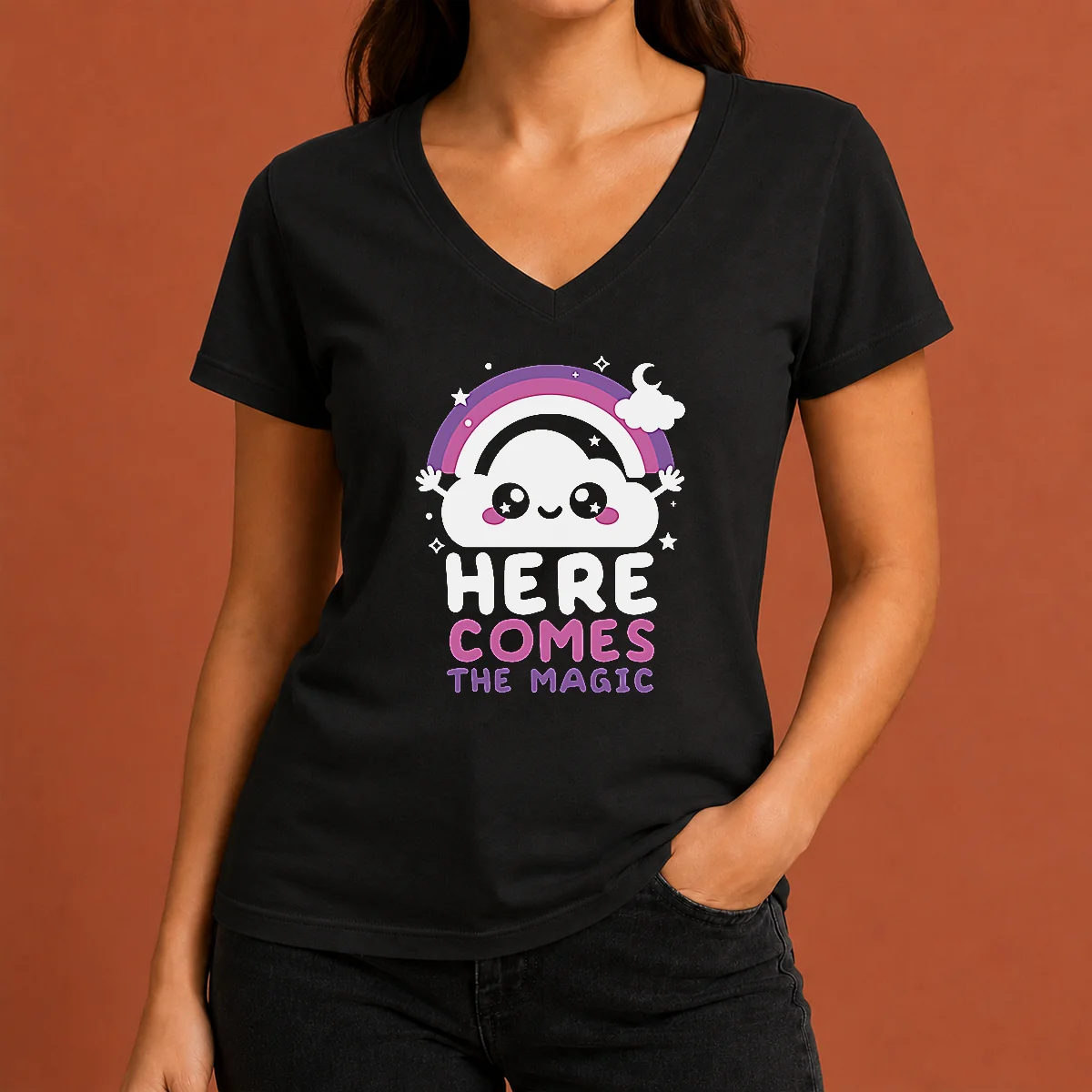 Pretty Cloud Here Comes The Magic V-Neck Shirt Pretty Cloud Here Comes The Magic V-Neck Shirt