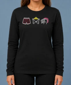 Pretty Funny Boxers Princess And Dinosaur Neon Icons Long Sleeve Shirt