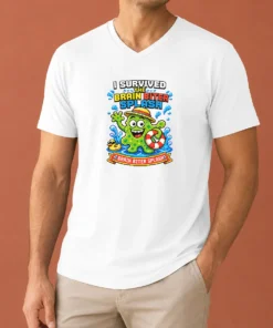 Pretty Nice Brain Biter Splash Pixel Survival V-Neck Shirt