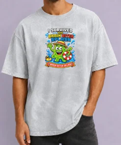 Pretty Nice Brain Biter Splash Pixel Survival Washed T-Shirt