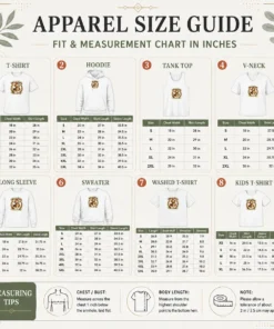 Size chart for Pretty OHCA National Specialty Hunting Dog Pride Cartoon with measurements in inches and cm to help choose the right fit