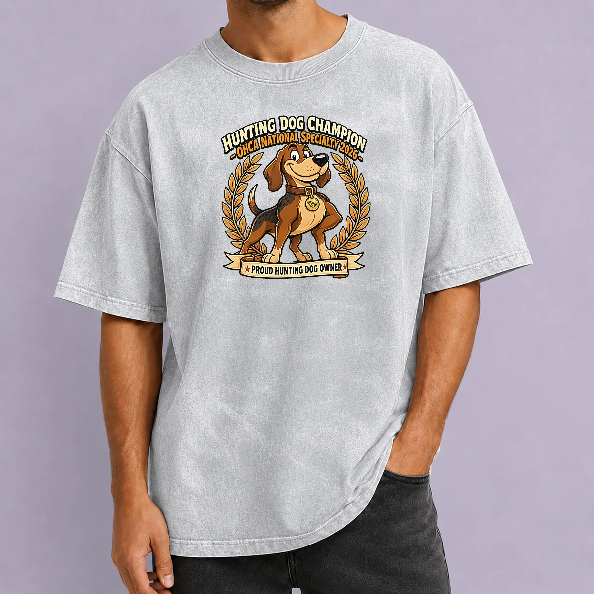 Pretty OHCA National Specialty Hunting Dog Pride Cartoon Washed T-Shirt