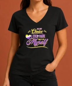 Pretty The Only Choice I Ever Made Was To Be Myself Non Binary Pride V-Neck Shirt