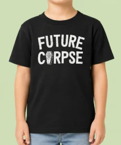Top Funny Distressed Future Corpse With Coffin Goth Kids T-Shirt
