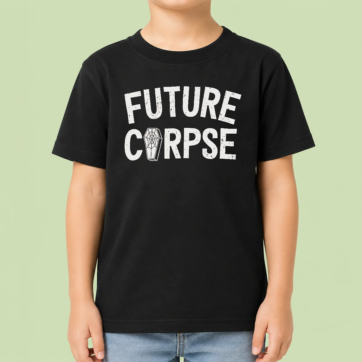 Top Funny Distressed Future Corpse With Coffin Goth Kids T-Shirt