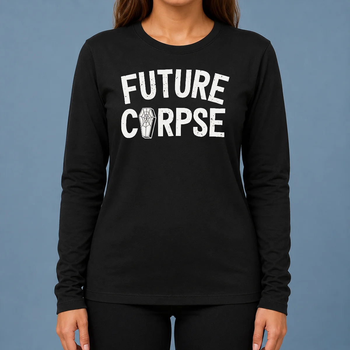 Top Funny Distressed Future Corpse With Coffin Goth Long Sleeve Shirt