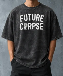 Top Funny Distressed Future Corpse With Coffin Goth Washed T-Shirt