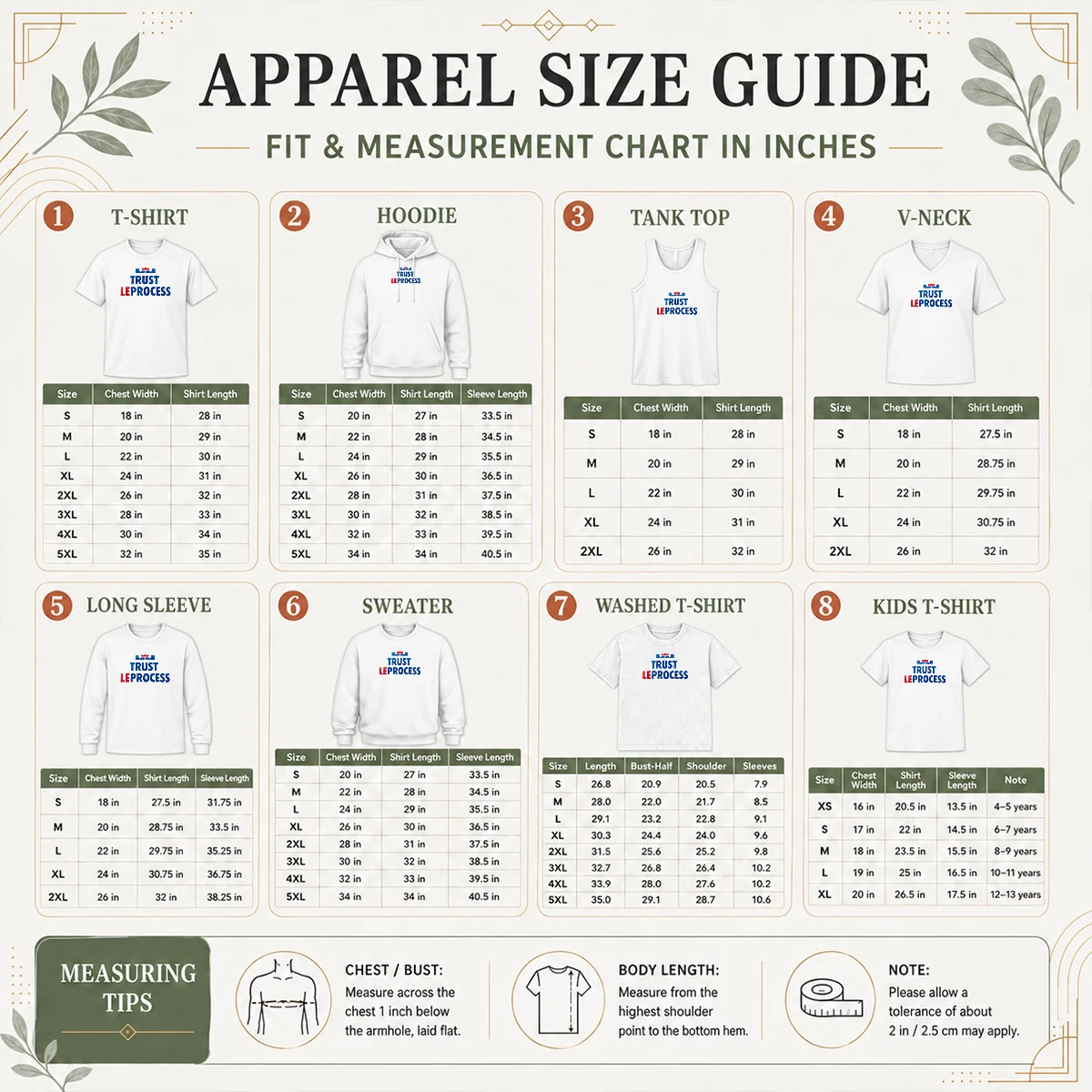 Top Nice Lebron James Philadelphia 76ers Trust The Process NBA Basketball Size Chart Size chart for Top Nice Lebron James Philadelphia 76ers Trust The Process NBA Basketball with measurements in inches and cm to help choose the right fit