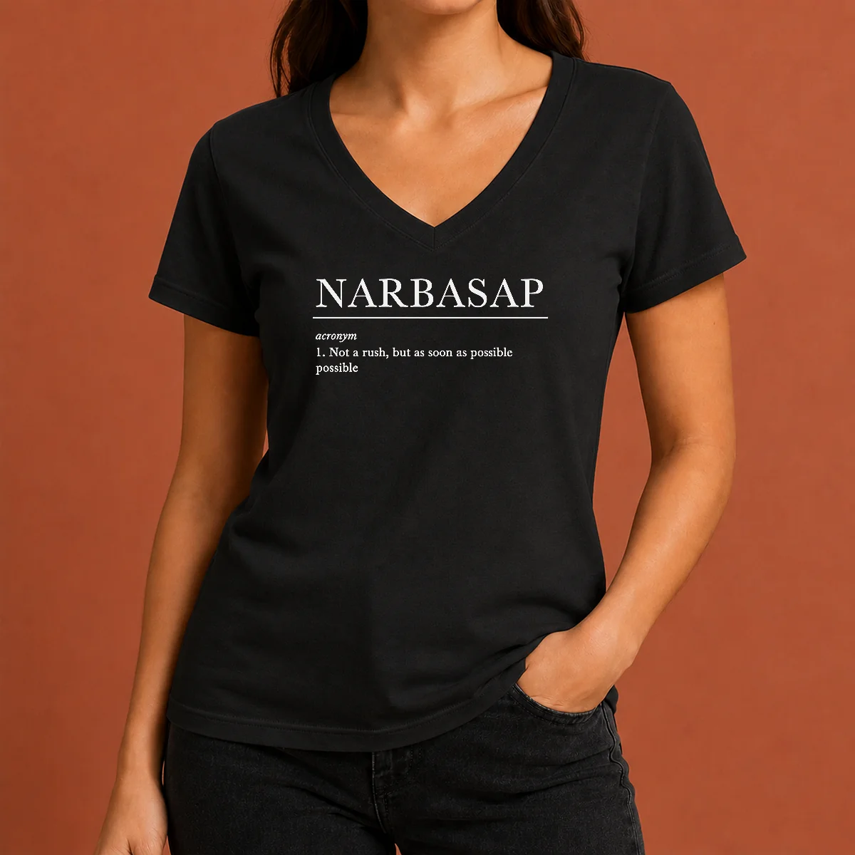 Top Not A Rush But ASAP V-Neck Shirt Top Not A Rush But ASAP V-Neck Shirt