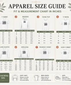 Size chart for Top OHCA National Specialty 2026 Typography Pride with measurements in inches and cm to help choose the right fit