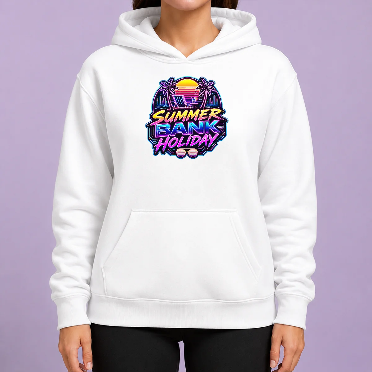 Top Pretty Synthwave Neon Summer Bank Holiday Beach Sunset Hoodie
