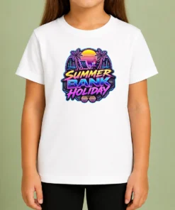 Top Pretty Synthwave Neon Summer Bank Holiday Beach Sunset Kids T-Shirt