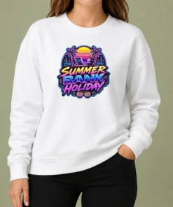Top Pretty Synthwave Neon Summer Bank Holiday Beach Sunset Sweater