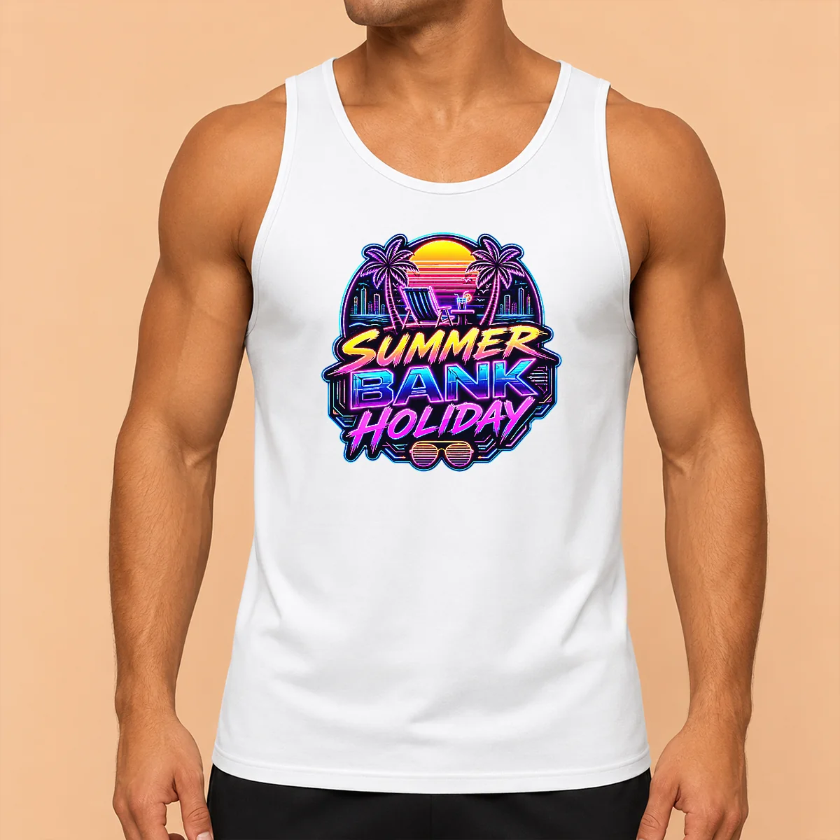 Top Pretty Synthwave Neon Summer Bank Holiday Beach Sunset Shirt - Image 3