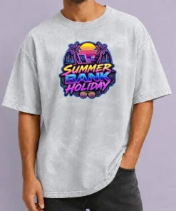 Top Pretty Synthwave Neon Summer Bank Holiday Beach Sunset Washed T-Shirt