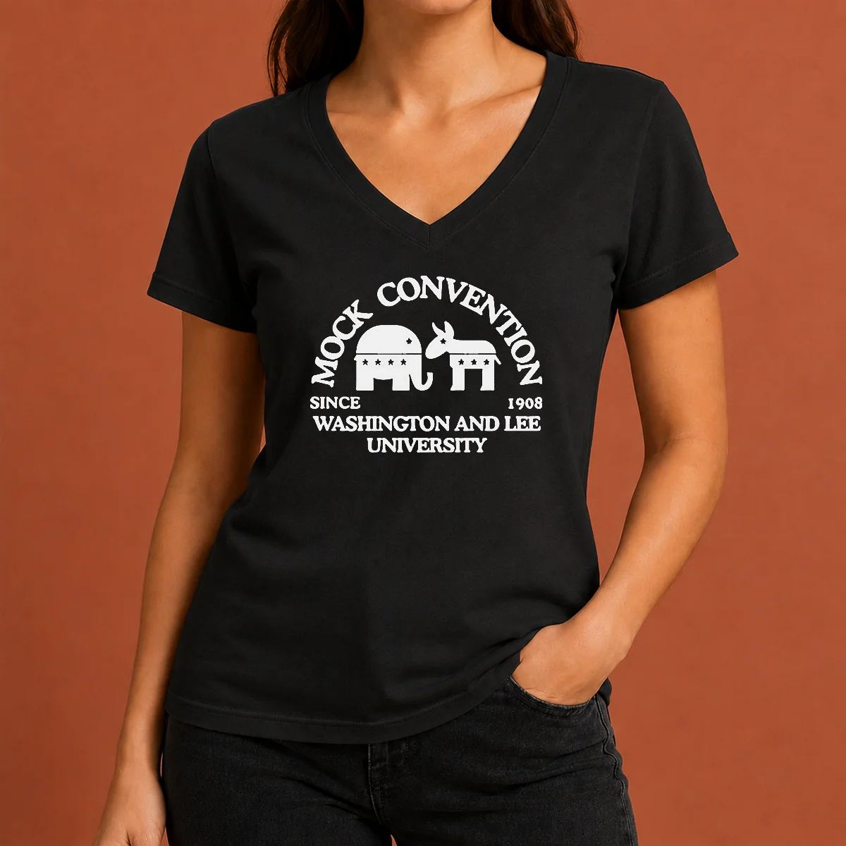 Top Washington And Lee University Mock V-Neck Shirt Top Washington And Lee University Mock V-Neck Shirt
